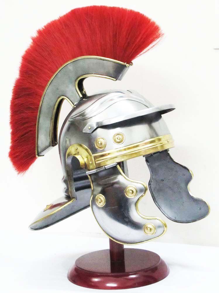 Medieval Roman Centurion Helmet Armor red Crest Plume Gladiator Costume Armor 