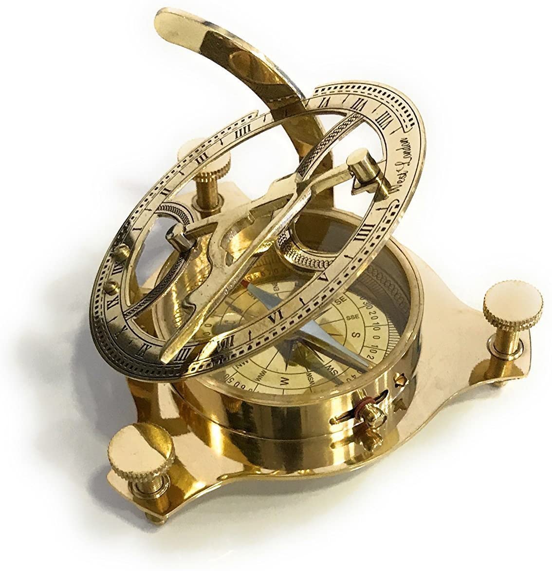 AnNafi® Sundial Compass With Teak Wood Box Inlaid With Solid Brass 4.5 inches - Image 2