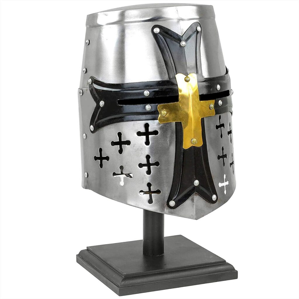 Annafi Medieval Templar Crusader Knight Armor Helmet With Cross